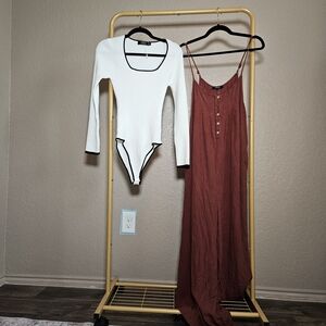 White and Black Trim Bodysuit